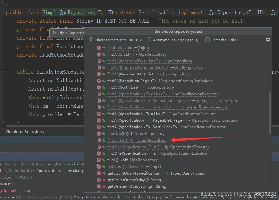 SimpleJpaRepository所实现的方法