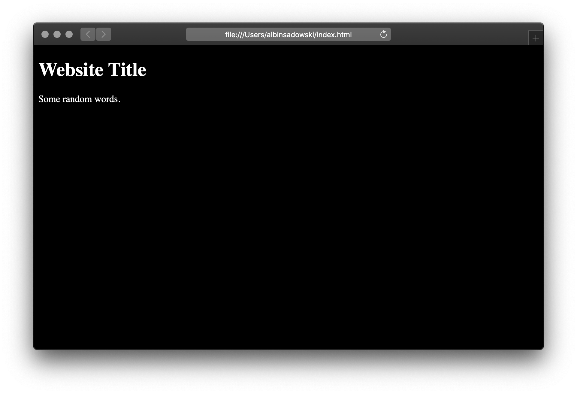 Simple website with enabled dark mode