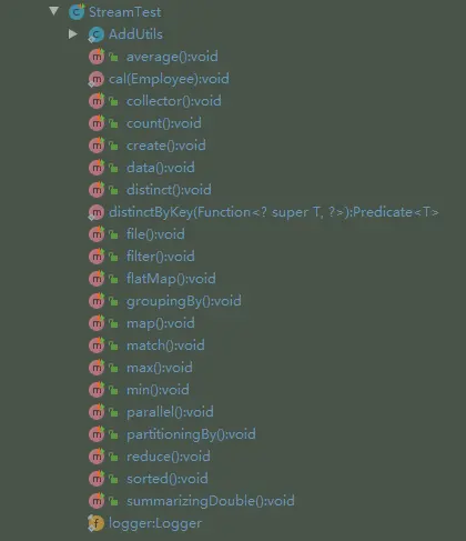 StreamTest Method List