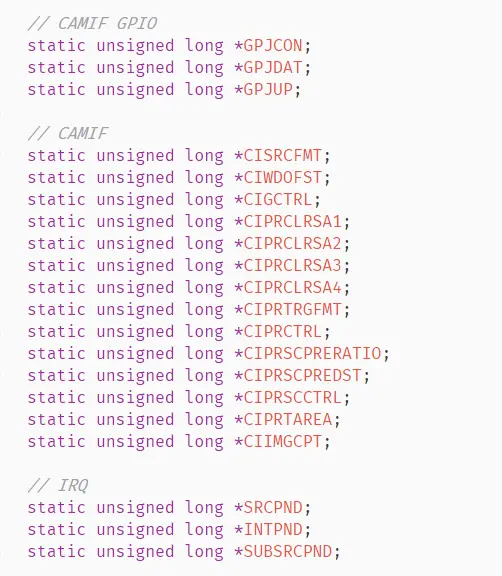 涉及到的所有寄存器