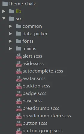 packages/theme-chalk/src下的组件scss文件目录