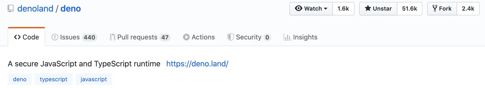 Deno 在 Github 中的页面