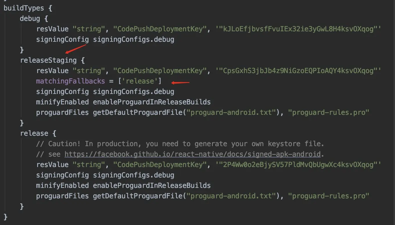 新增 releaseStaging