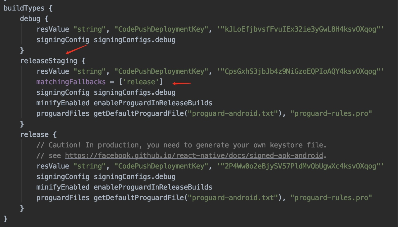 新增 releaseStaging