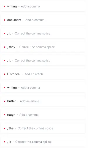 Errors identified by Grammarly