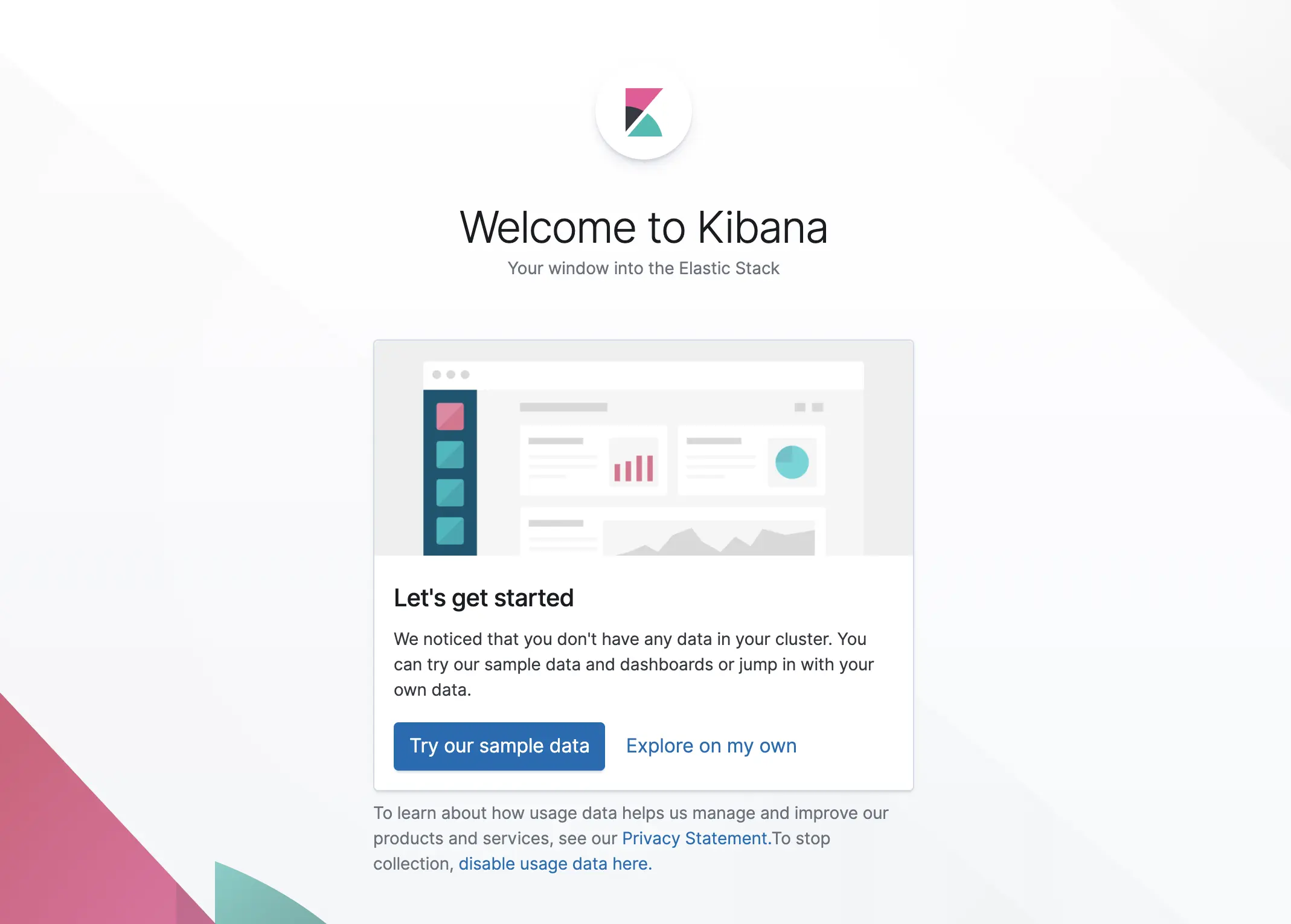 Kibana  登陆后欢迎界面