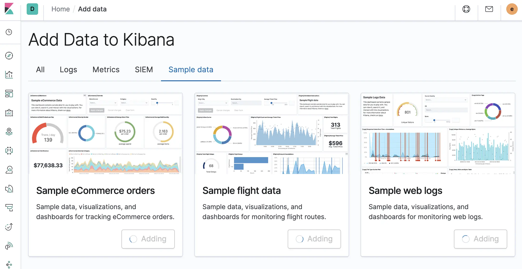 Kibana  导入示例数据