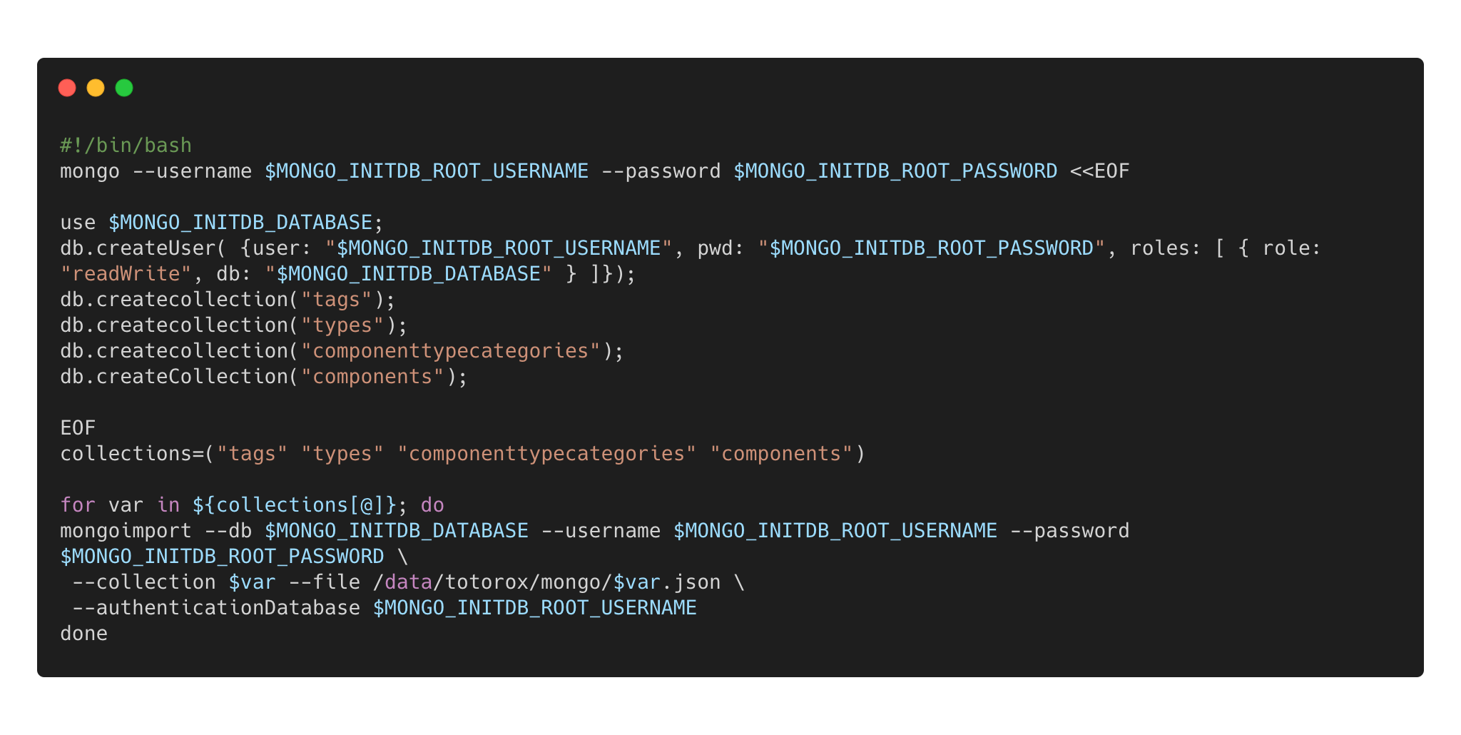 MongoDB 初始化脚本