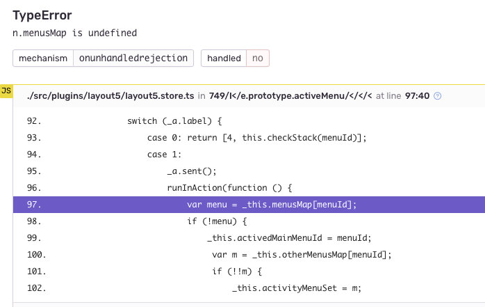 Cannot read property 'code' of undefined