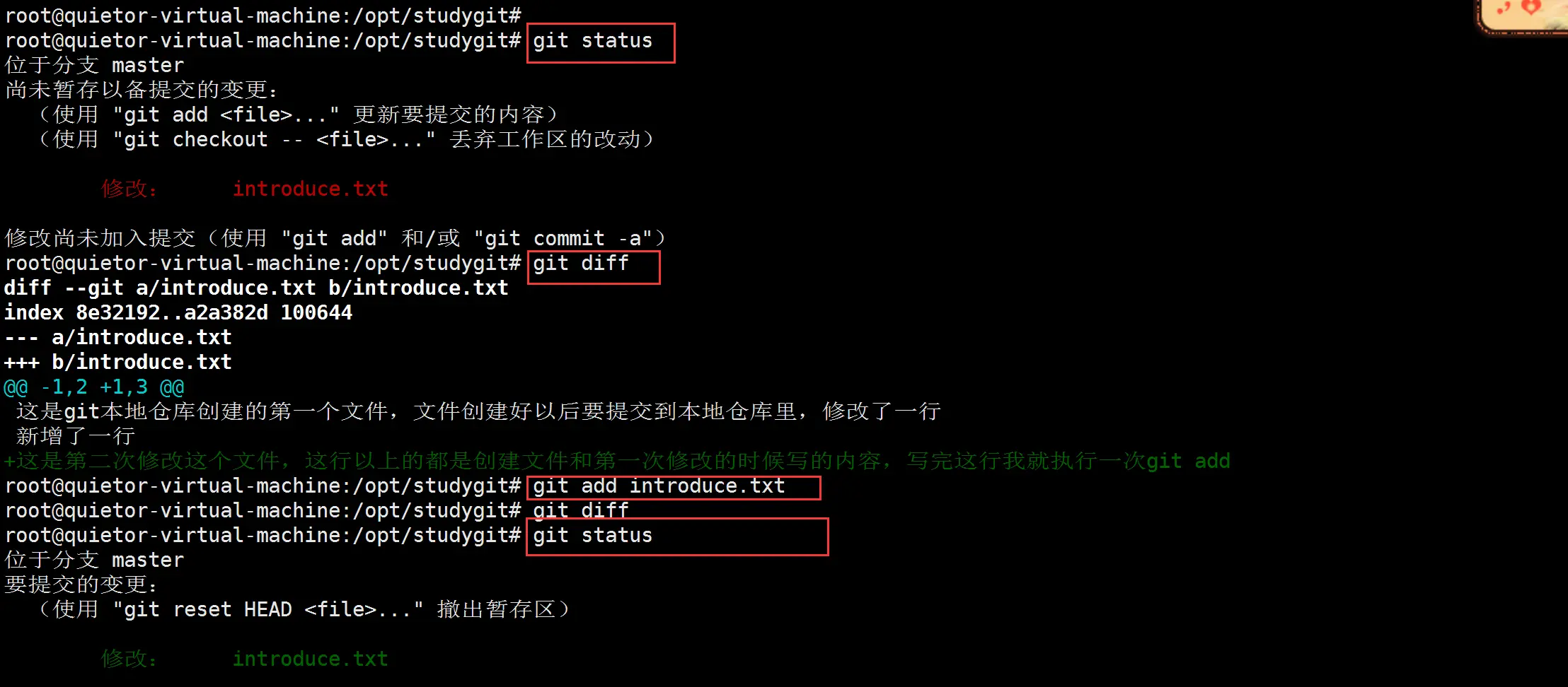 执行git命令显示