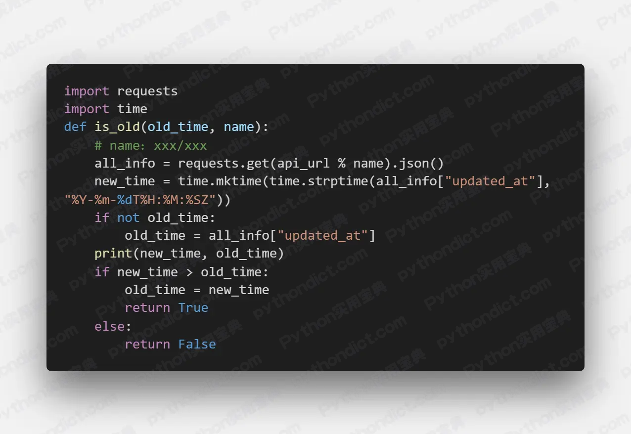 与Github线上项目对比更新时间