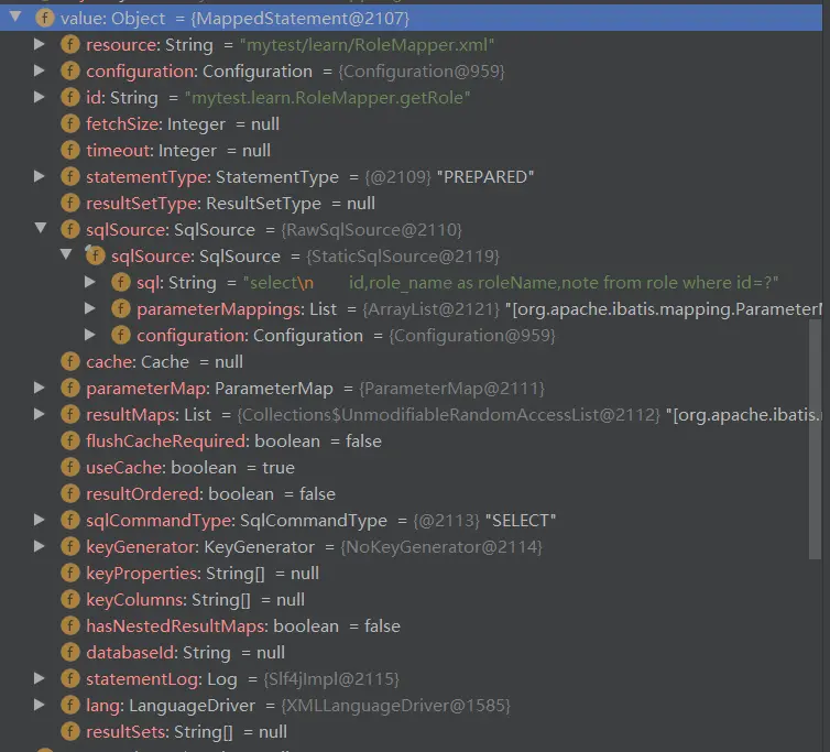 MappedStatement的结构