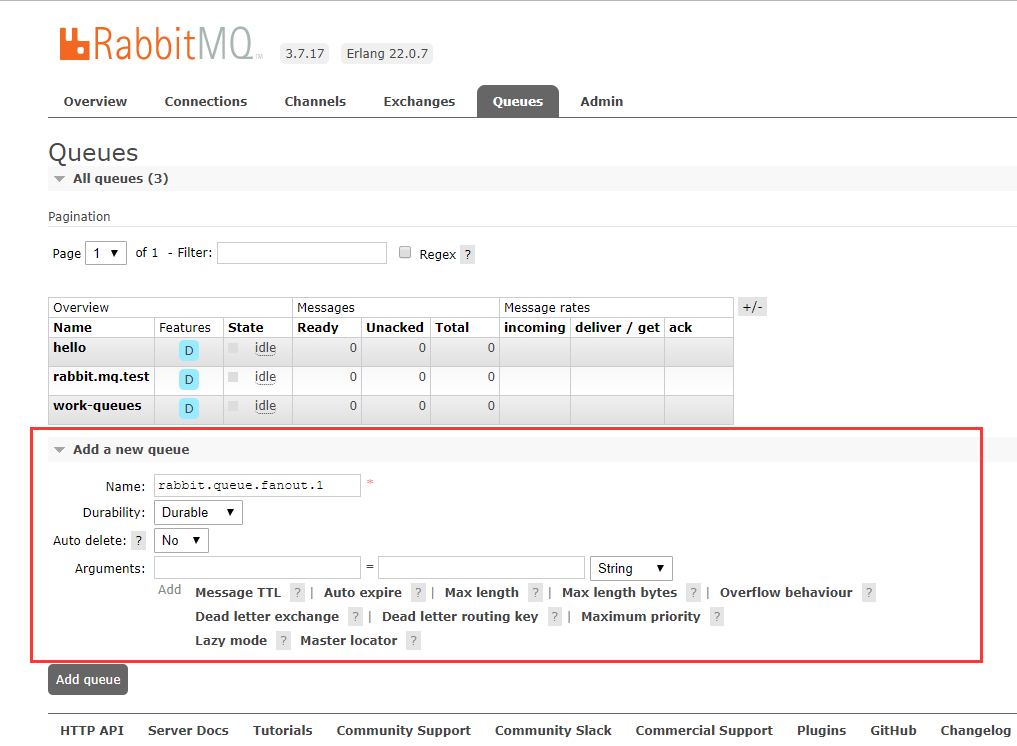 添加队列 rabbit.queue.fanout.1