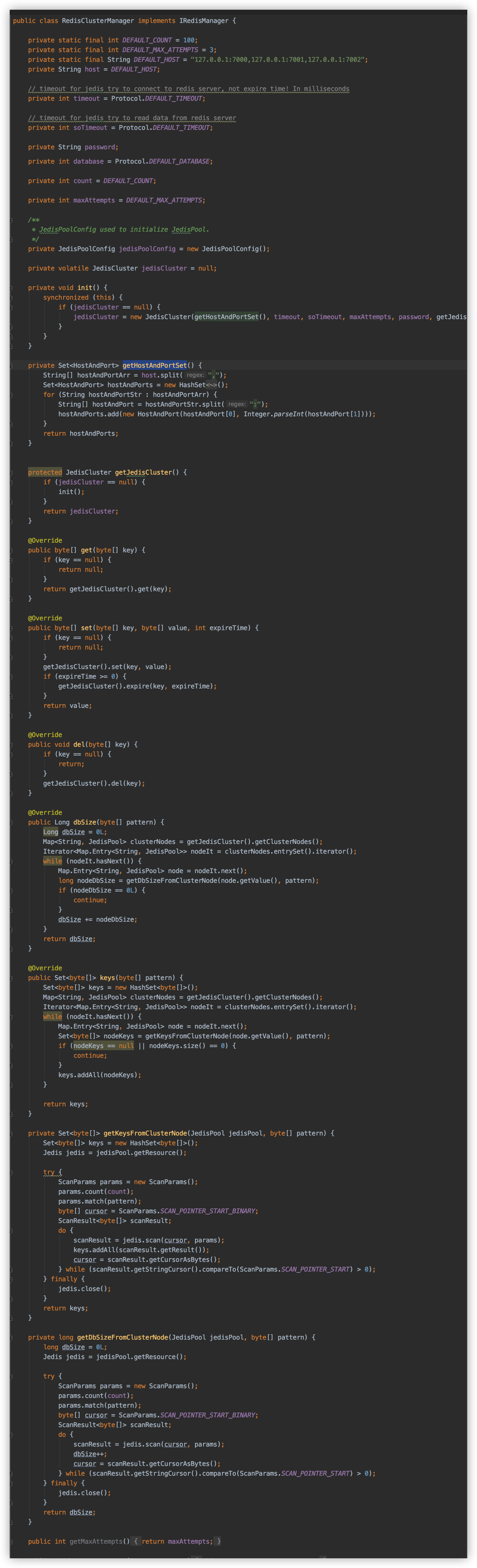 缓存集群模式的增删改查
