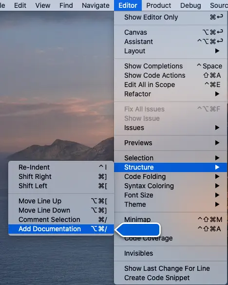 Xcode 添加注释的快捷方式