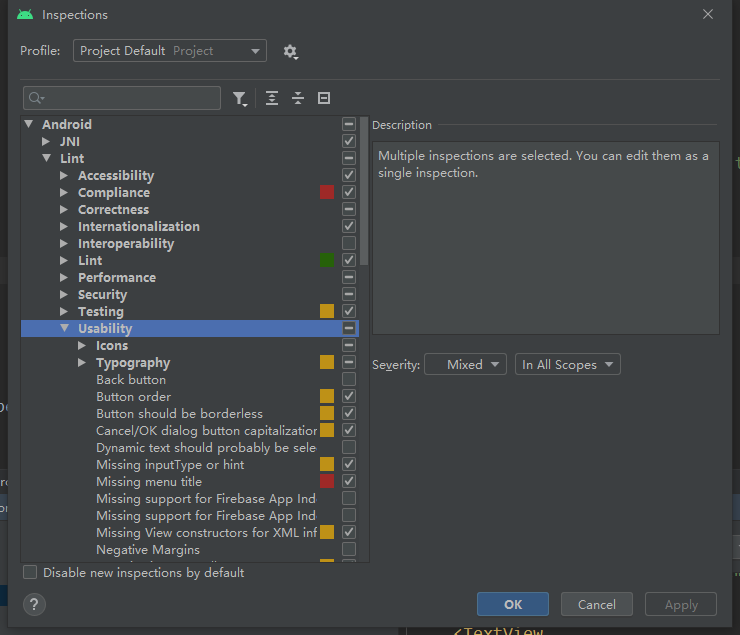 支持的检查及其说明