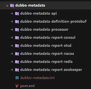 dubbo-metadata 项目目录