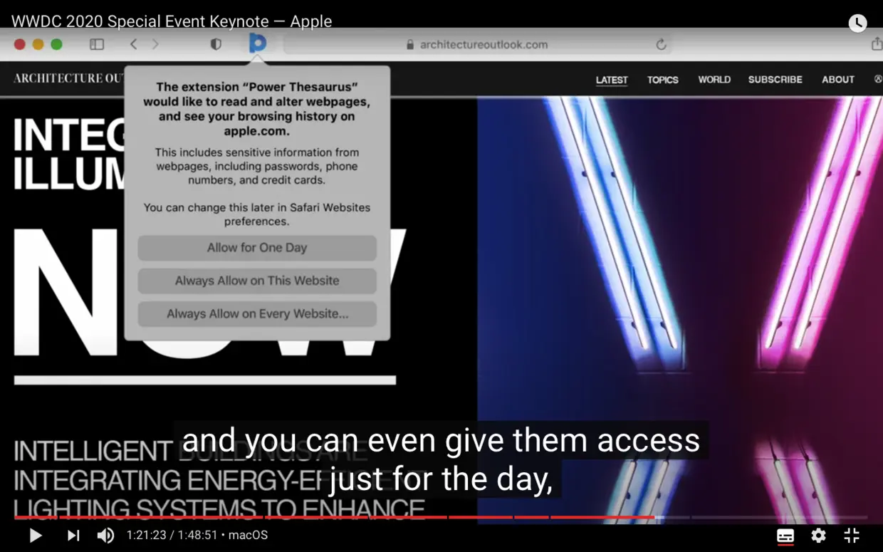 Extension 添加了隐私限制