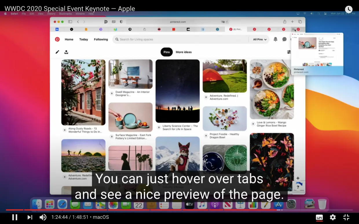 Safari 鼠标悬浮在标签时会提示预览页面
