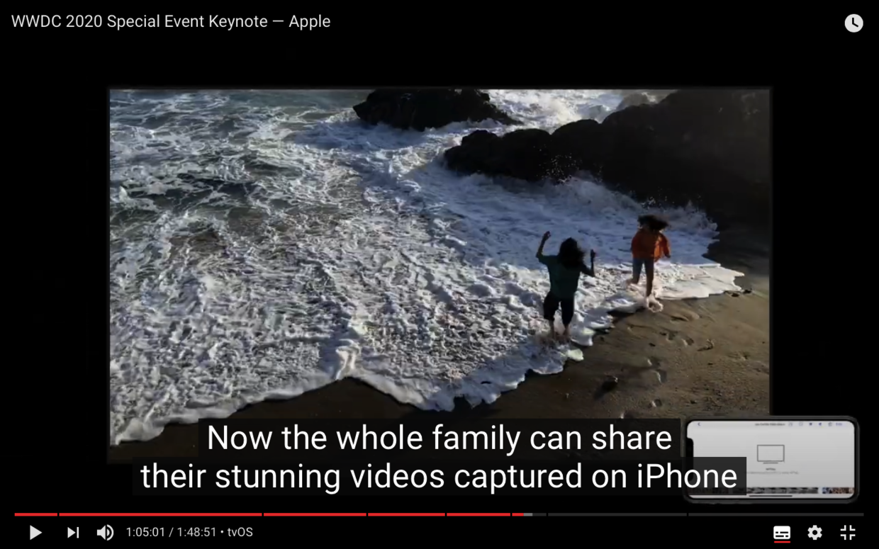 iPhone 视频投影到 AppleTV 上