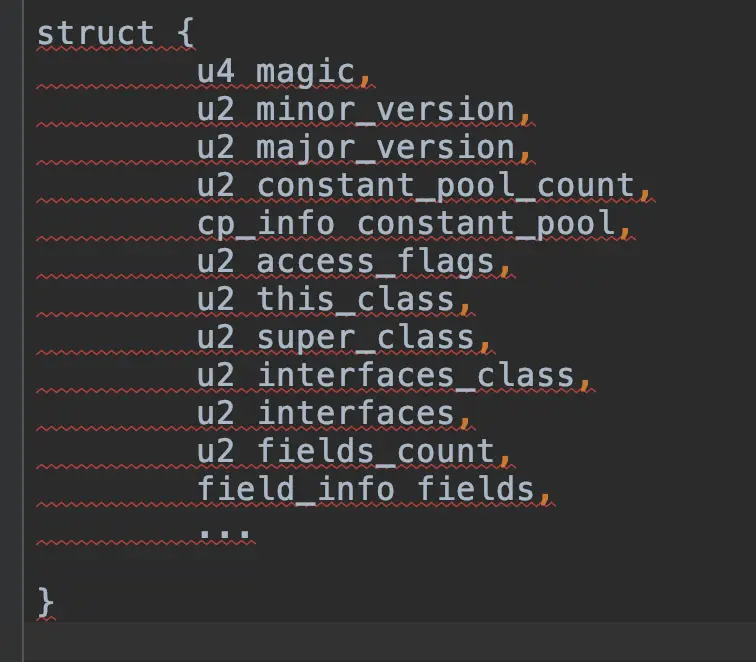 class文件代码表示