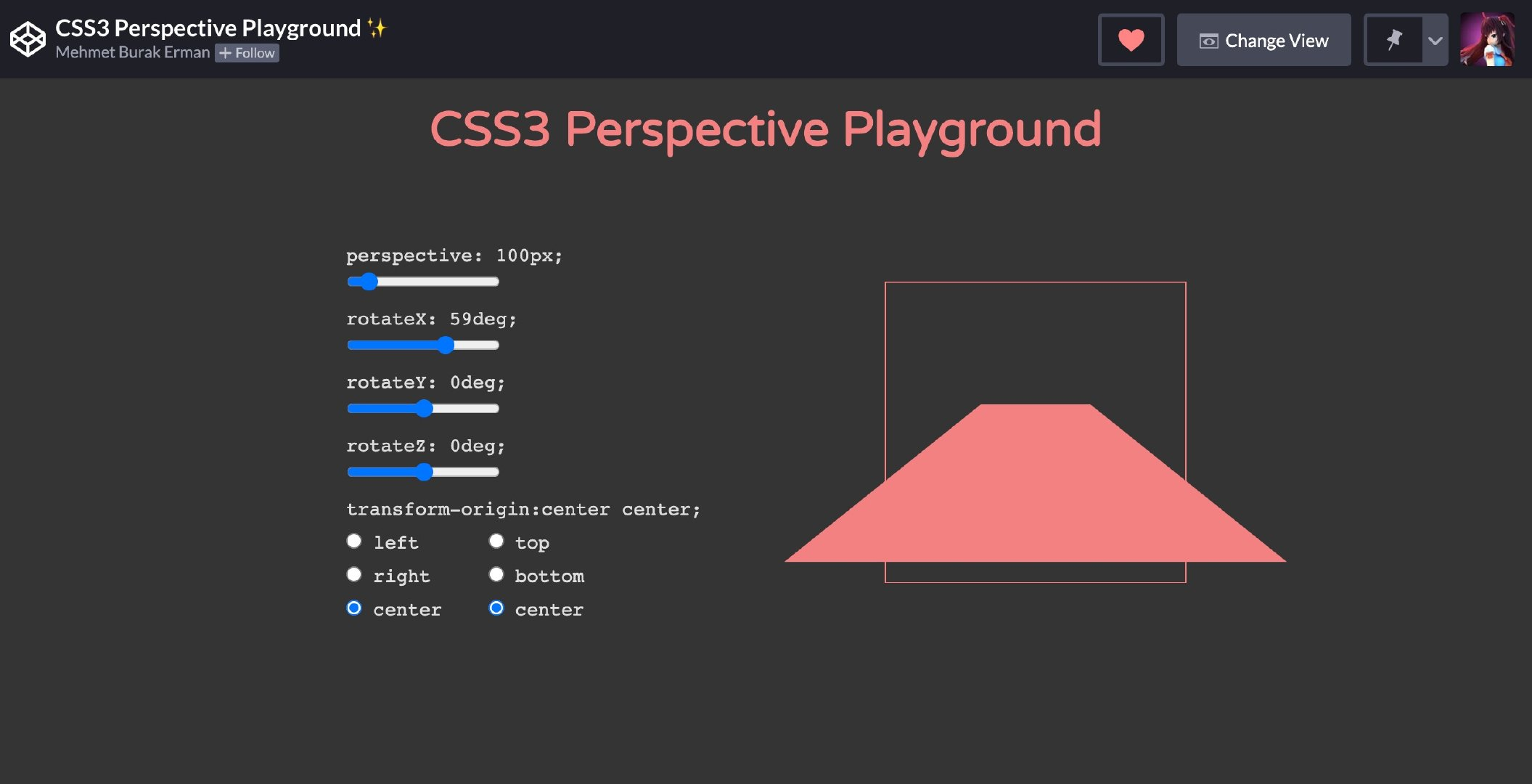 CSS3 Perspective Playground