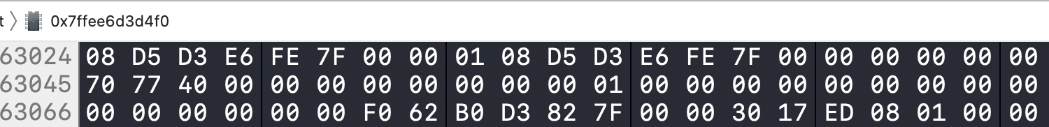 设置对齐系数为1时,结构体b的内存空间