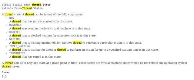 jdk 中的线程状态