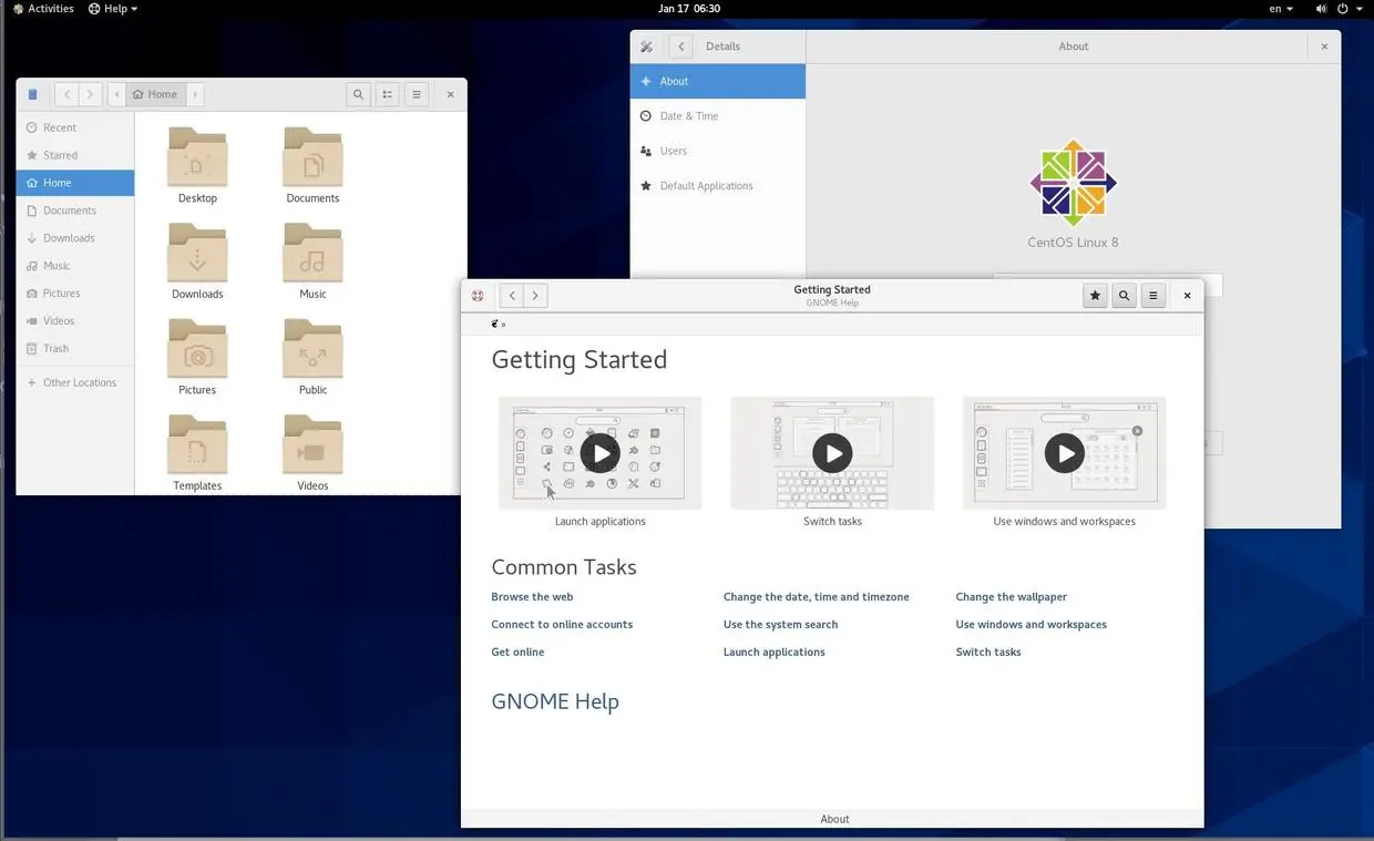 CentOS 8 GNOME 桌面界面