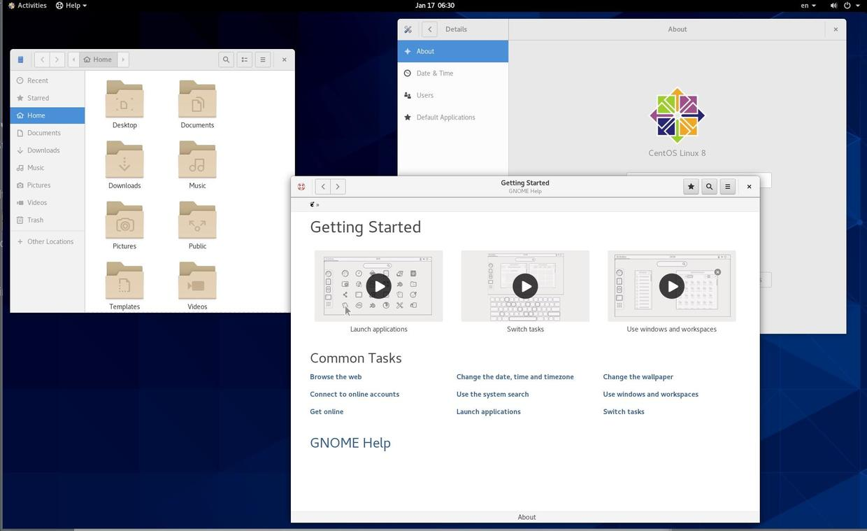 CentOS 8 GNOME 桌面界面