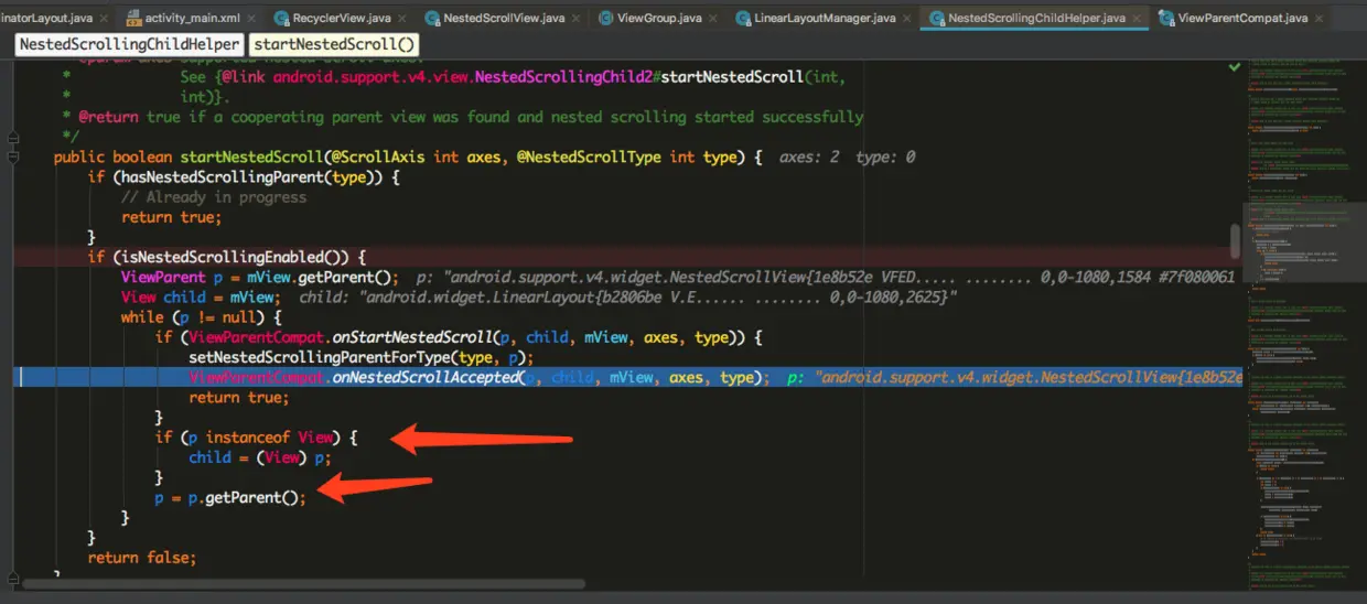 传递过程，其他非滚动view“透明”