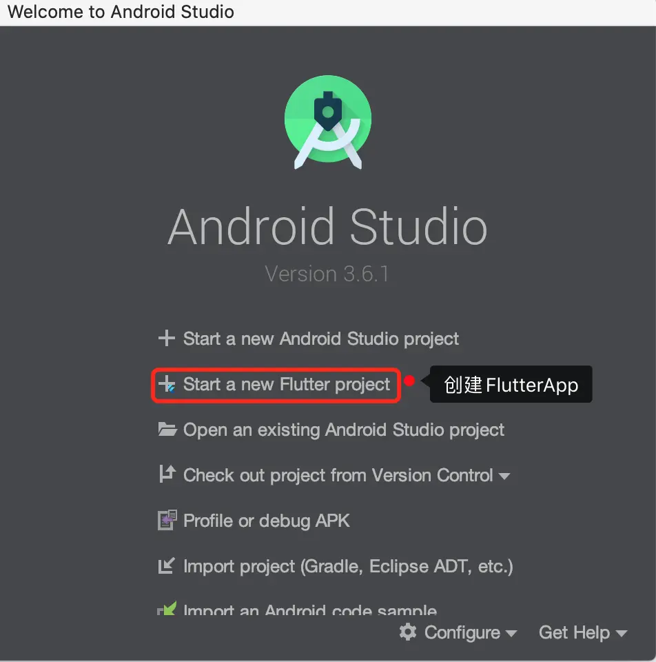 Android Studo new Flutter