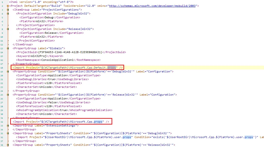 imported-props-in-vcxproj