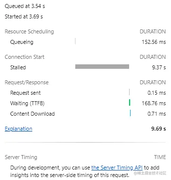 每个请求大部分阻塞在 stalled 状态