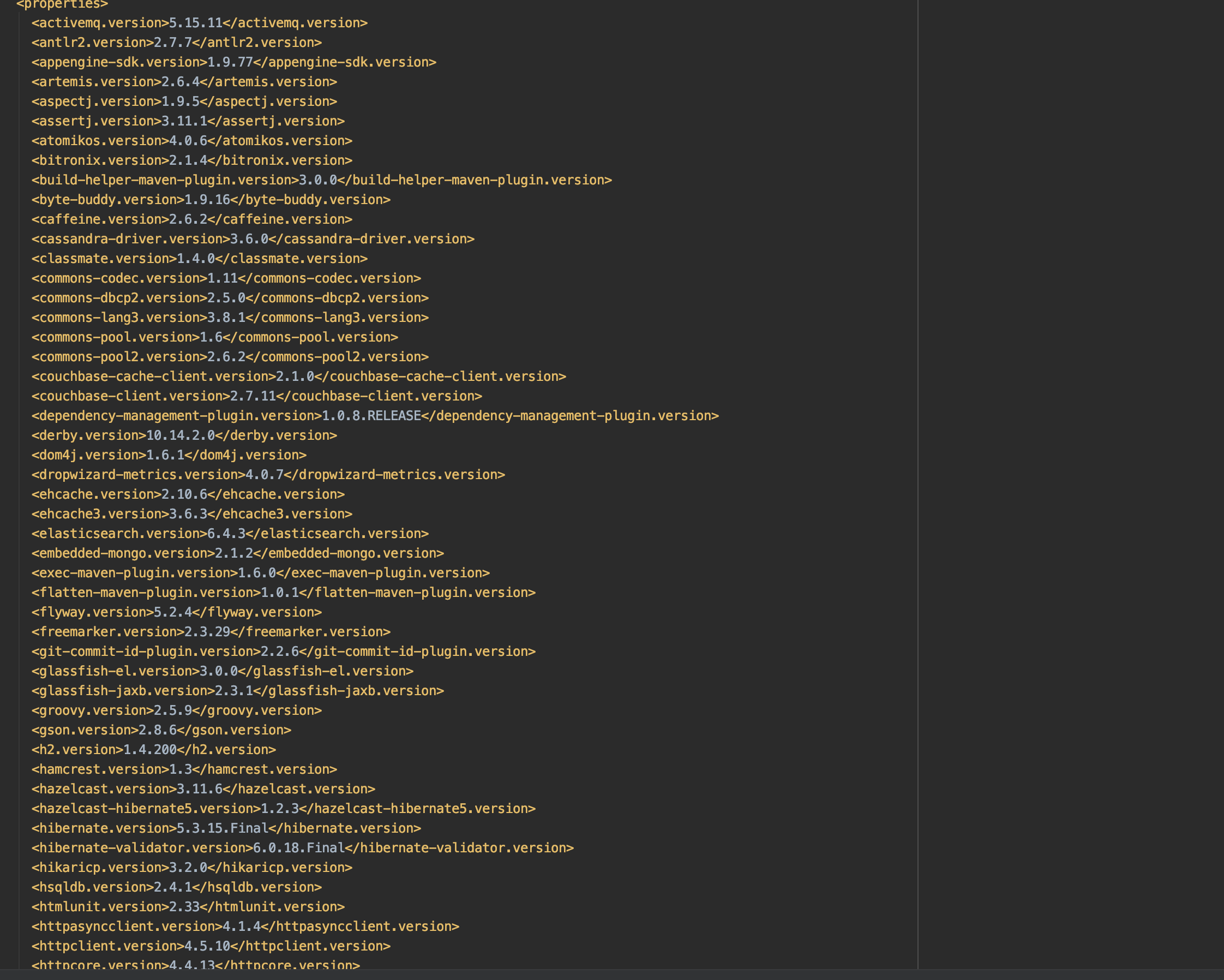 各个依赖的版本号