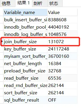 show variables like '%buffer%'