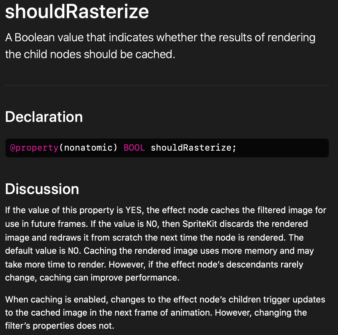 shouldRasterize官方解释