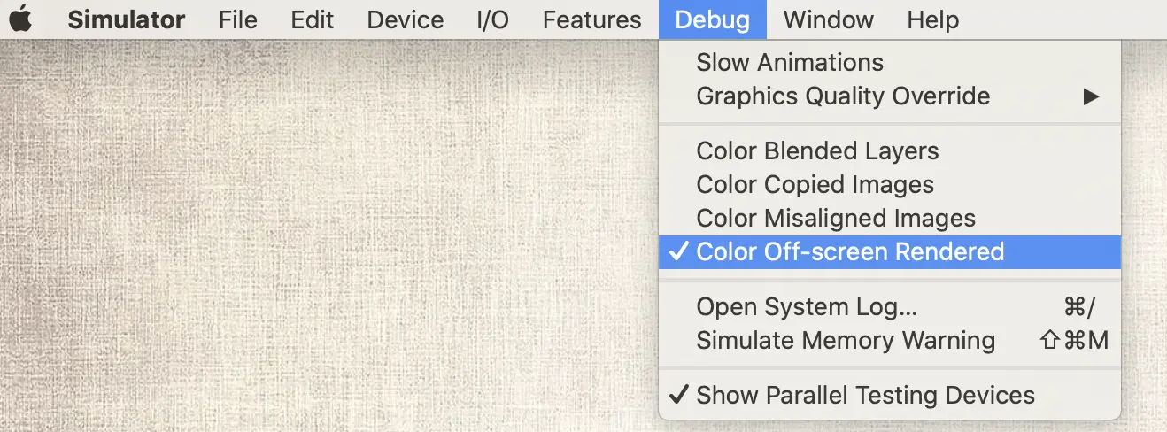 模拟器offscreen-rendering检查