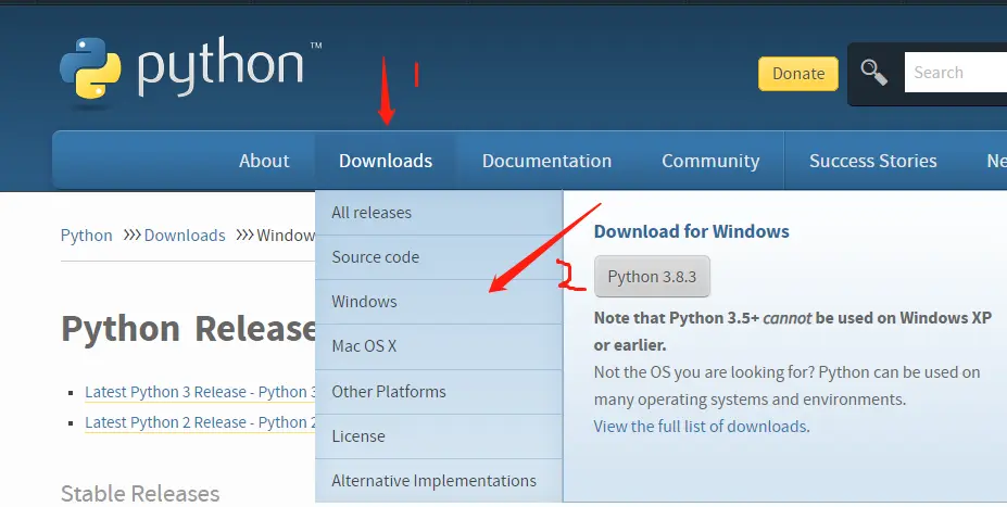 选择下载windows版本