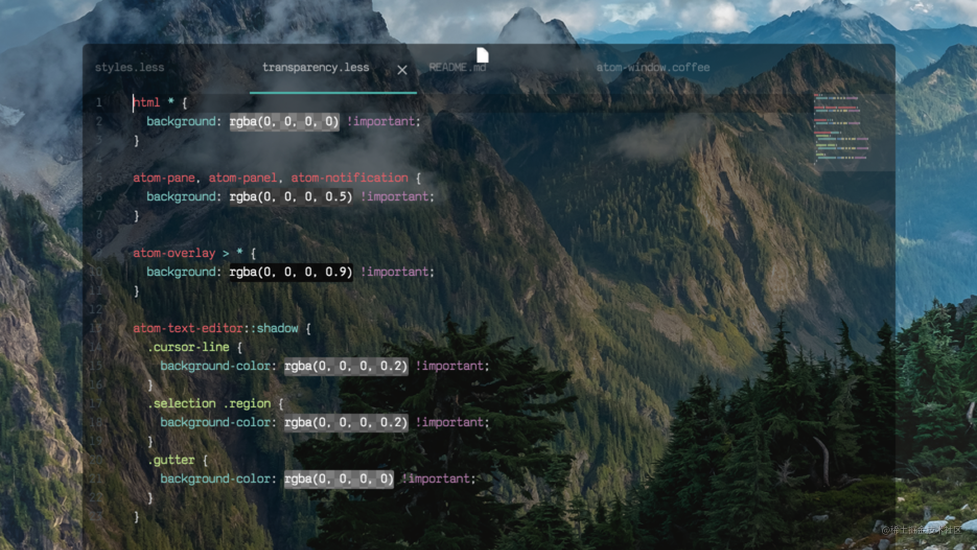 让Atom 编辑器变透明- 掘金